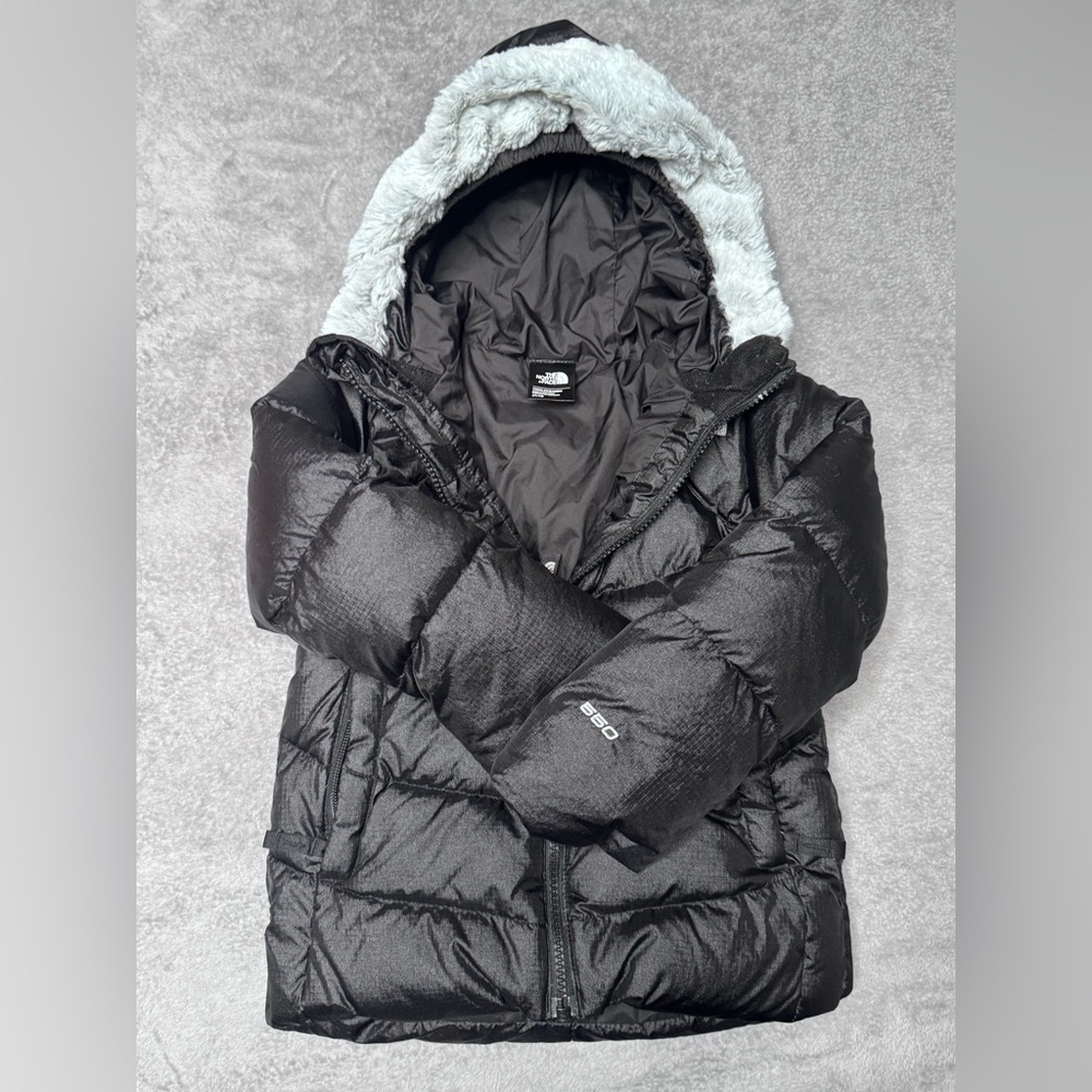 The North Face Black Kids Jacket with Gray Hood